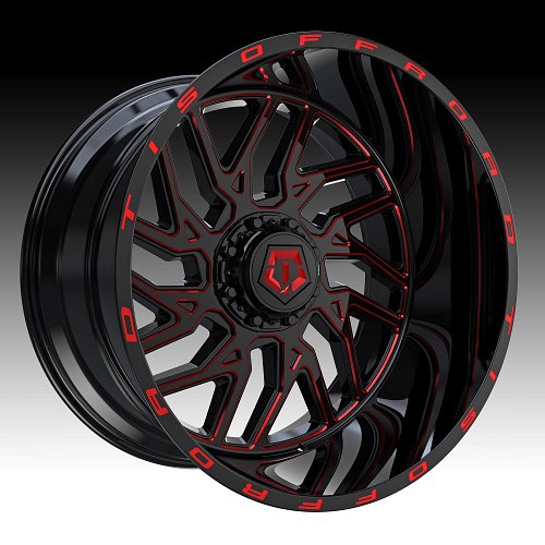 TIS Wheels 544BMR Gloss Black Milled Red Tint Custom Wheels Rims 1