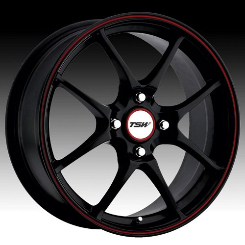 TSW Trackstar 4 Matte Black with Red Stripe Custom Rims Wheels 1