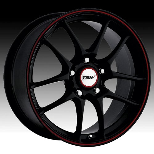 TSW Trackstar 5 Matte Black with Red Stripe Custom Rims Wheels 1