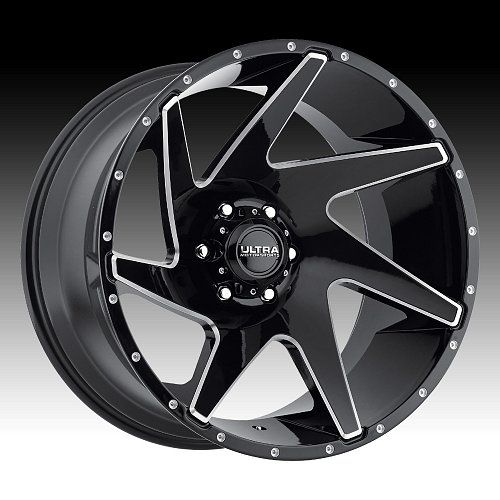 Ultra 206 Vortex Gloss Black Milled Custom Wheels Rims 2