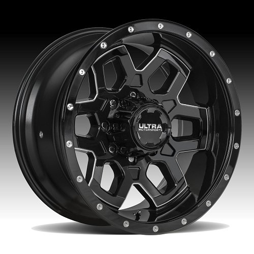 Ultra 217BM Warlock Gloss Black Milled Custom Wheels Rims 1