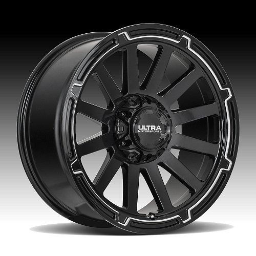Ultra 218BM Phantasm Gloss Black Milled Custom Wheels Rims 1