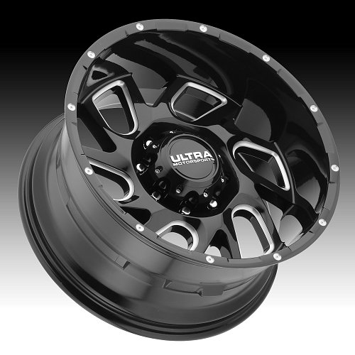 Ultra 221 Carnage Gloss Black Milled Custom Wheels Rims 2