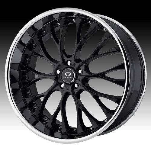 Lorenzo WL027 WL27 Gloss Black w/ Chrome Lip Custom Rims Wheels 1