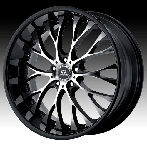 Lorenzo WL027 WL27 Gloss Black w/ Machined Face Custom Rims Wheels 1