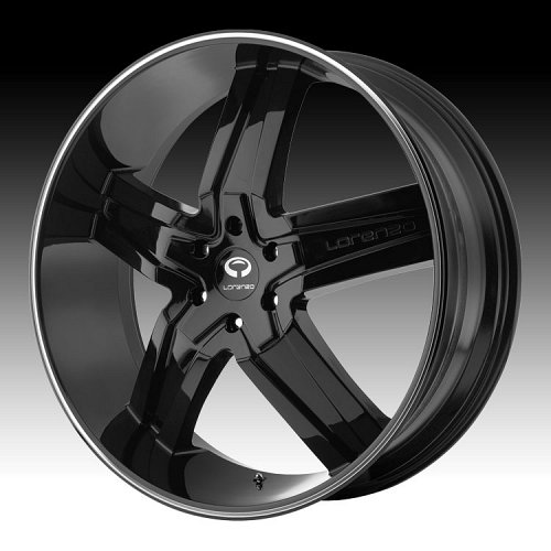 Lorenzo WL030 WL30 Gloss Black w/ Machined Stripe Custom Rims Wheels 1