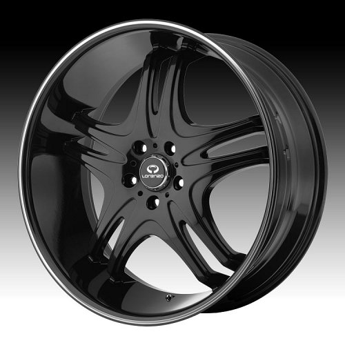 Lorenzo WL031 WL31 Gloss Black w/ Machined Stripe Custom Rims Wheels 1