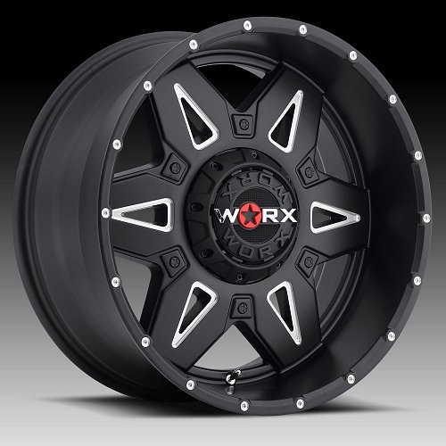 Worx Alloy 807 Ledge Satin Black Milled Accents Custom Rims Wheels 2