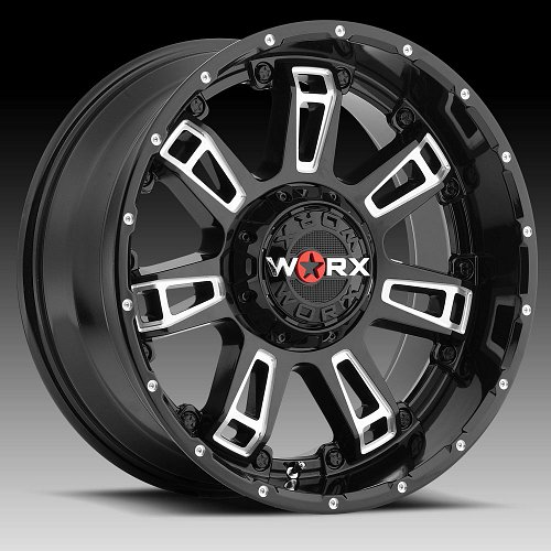 Worx Alloy 808 Beast II Gloss Black with Milled Accents Custom Wheels Rims 1