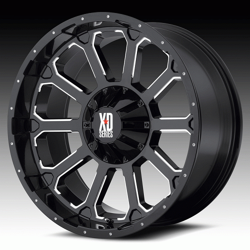 XD Series XD806 Bomb Gloss Black Milled Custom Wheels Rims 1