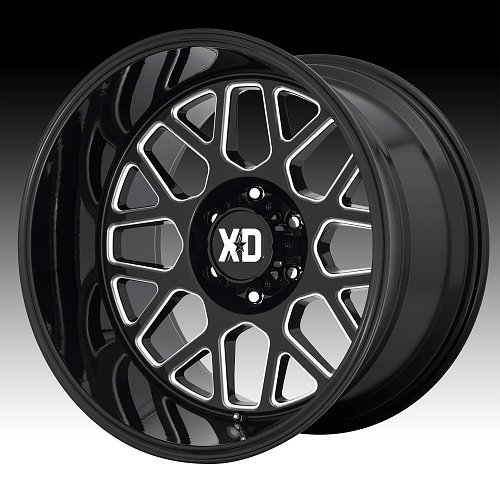 XD Series XD849 Grenade 2 Gloss Black Milled Custom Wheels Rim 1